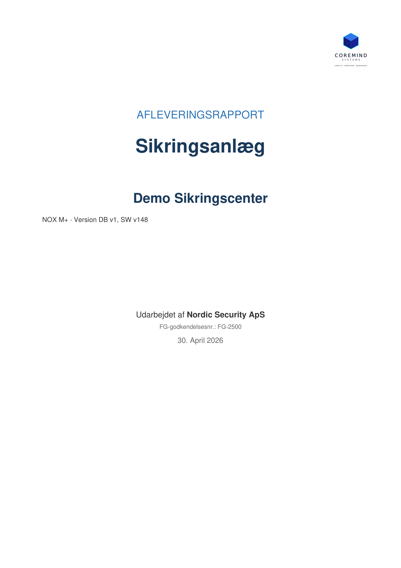 SecuDoc handover PDF — side 1, forside